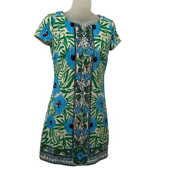 LILLY PULITZER $198 Layton Shift Dress in Sea Oat Ikatty Print Size XS - Picture 1 of 8